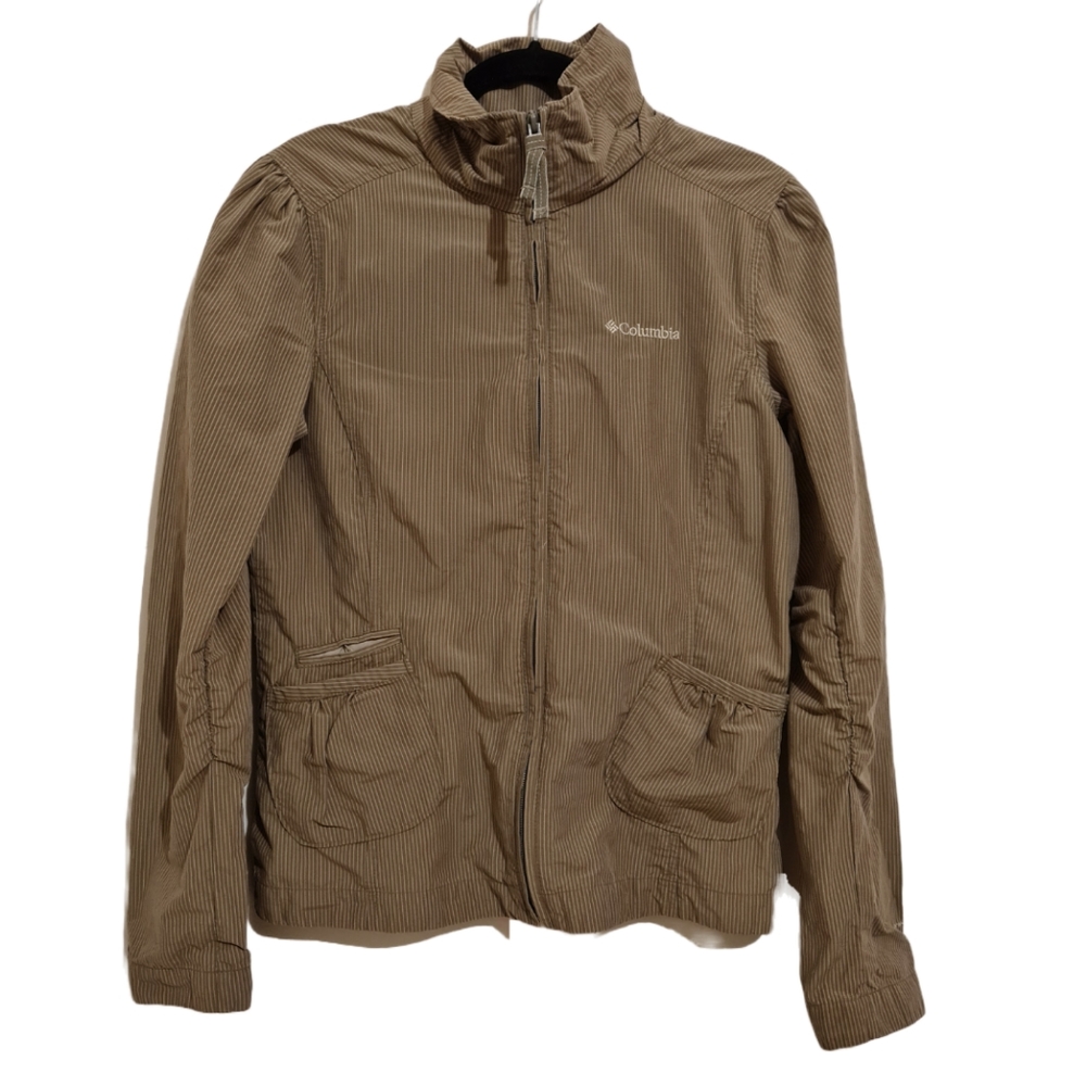 COPY - Women’s Columbia Jacket Olive Green Striped Omni Shade Tie Back Cargo Si…